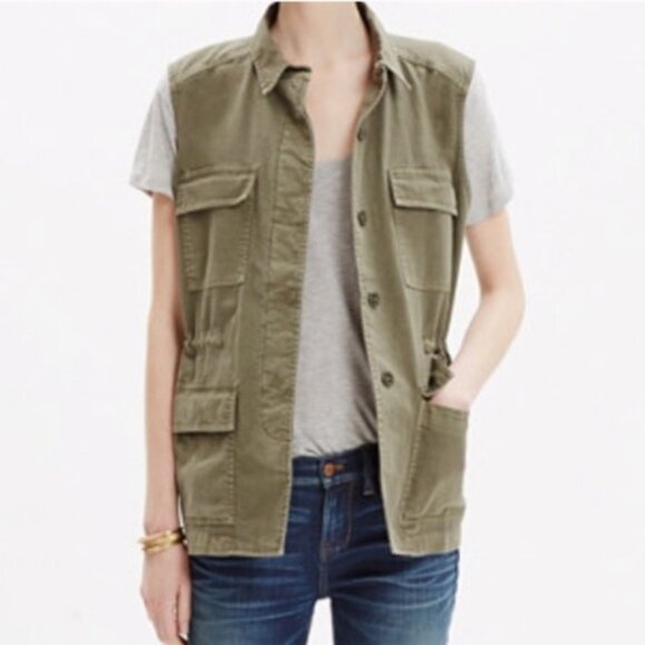 Madewell Oversized Olive Green Cargo Vest Small - Picture 1 of 14